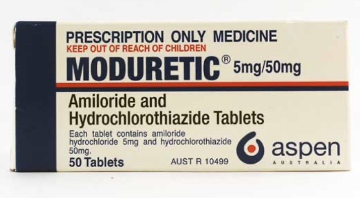 Moduretic Amiloride and Hydrochlorothiazide. 50 x 5/50mg